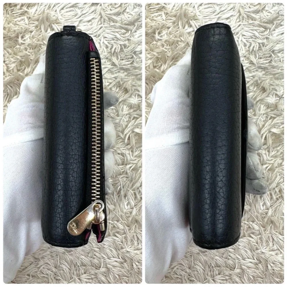 Dior Black Leather Wallet with Gold Accents